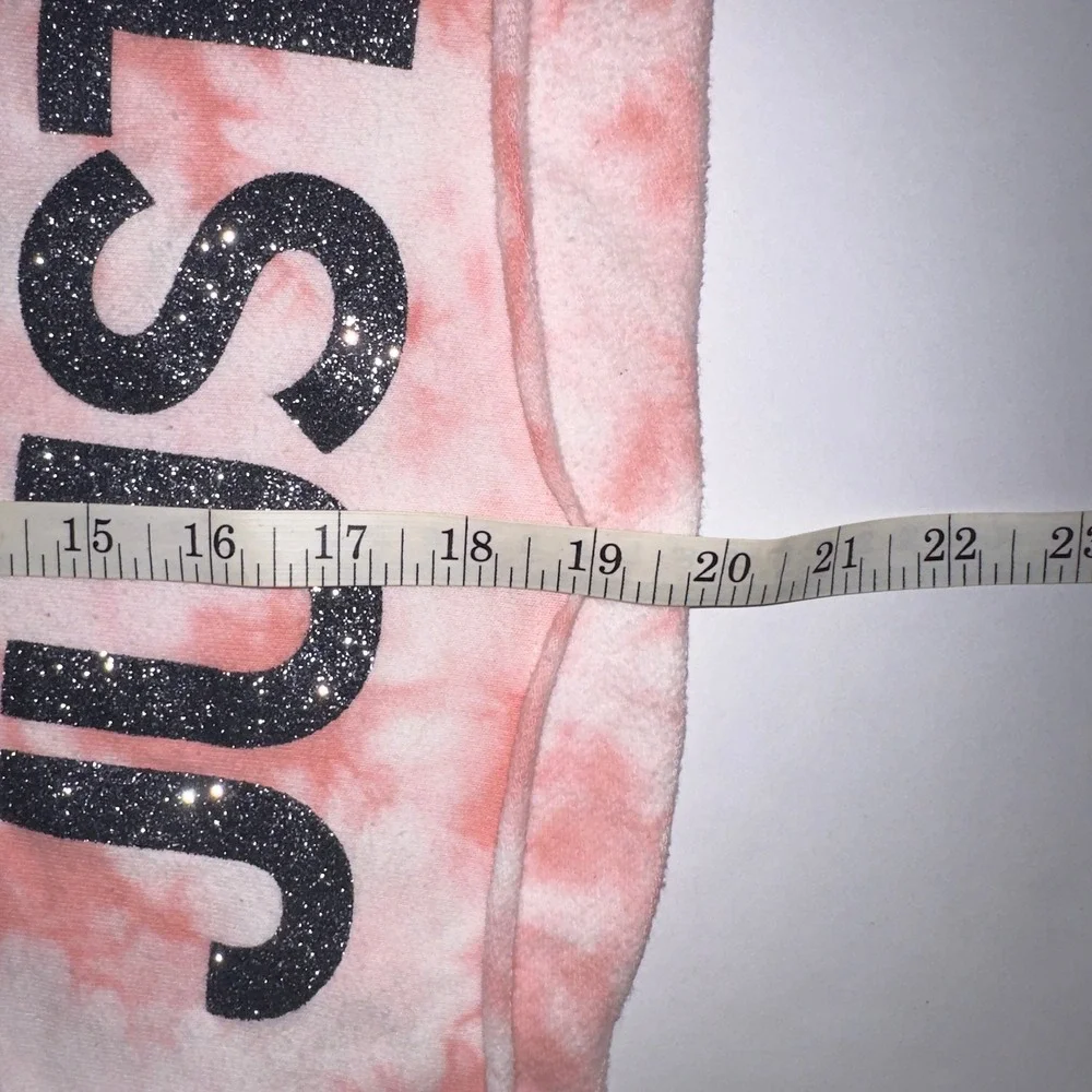 Justice Active Pink Tie Dye Glitter Justice Spell‎ Out Hoodie Size 12/14 *FLAWS*